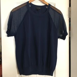 J. Crew Mesh Sleeve Pullover